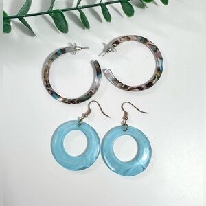🩵Two Pair of Acrylic Earrings - Tortoise & Blue